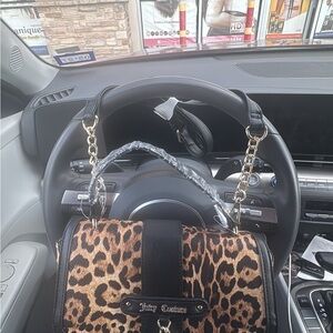 Juicy Couture Leopard Print Bag with Black and Gold Accents